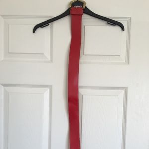 The Ritz Red Genuine Leather Belt with Gold Buckle